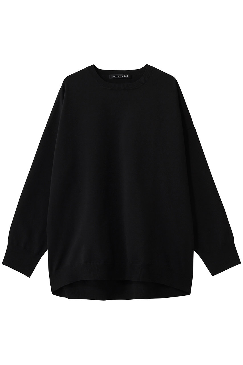 ミズイロインド/mizuiro indのcrew neck wide P/O プルオーバー(black/1-220077)