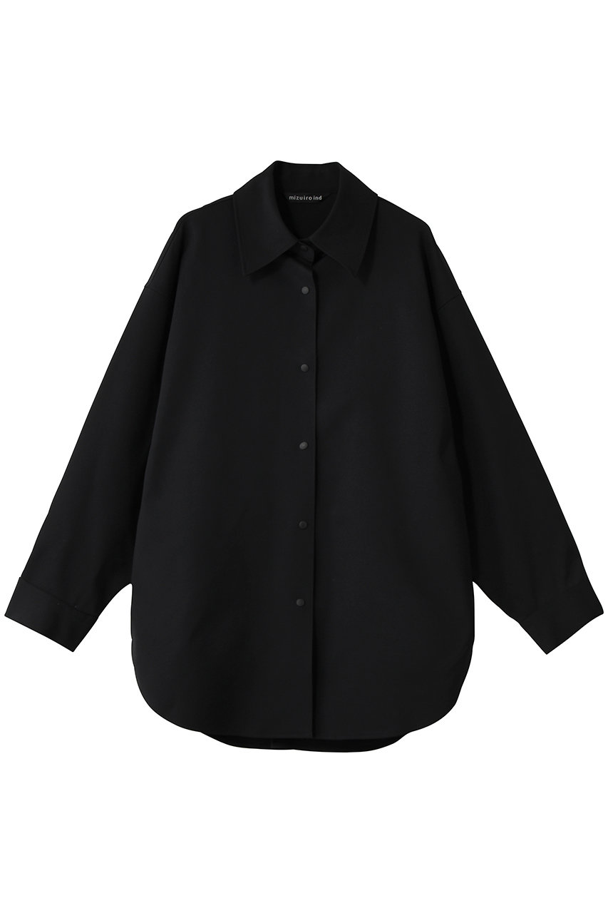 ミズイロインド/mizuiro indのdouble cloth wide shirt blouson ブルゾン(black/1-270037)