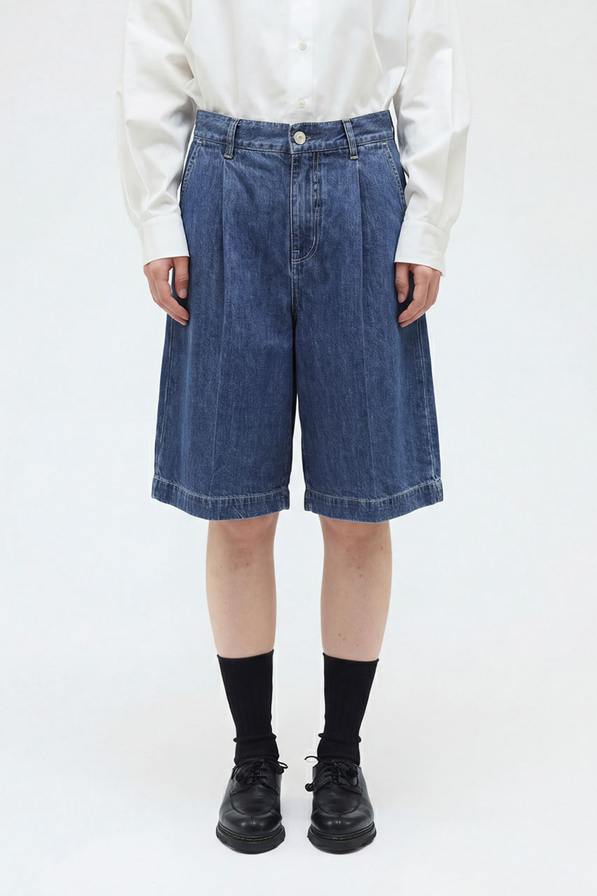 mizuiro ind(ミズイロインド)｜denim half PT パンツ/blueA の通販