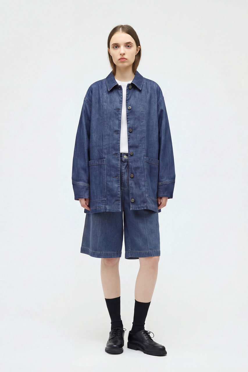 mizuiro ind(ミズイロインド)｜denim half PT パンツ/blueA の通販