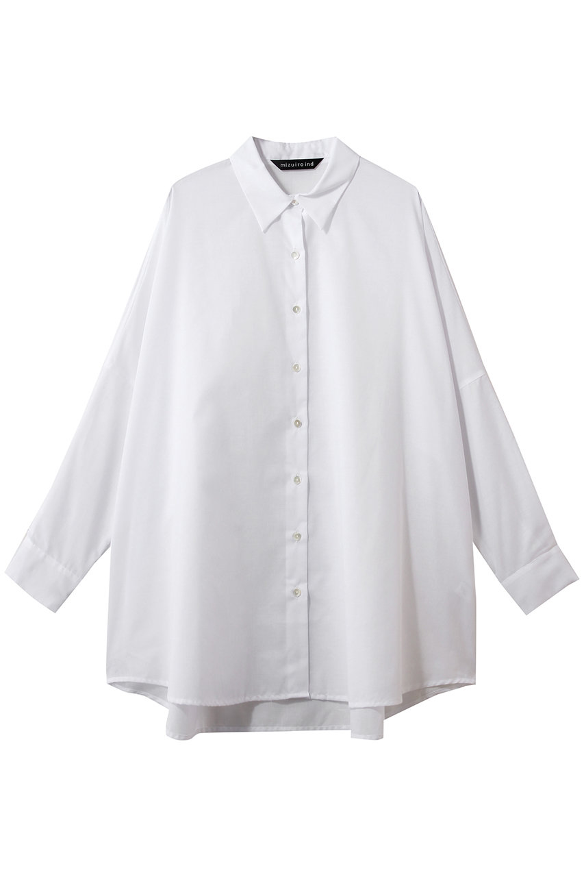 ミズイロインド/mizuiro indのT/C sheer wide shirt シャツ(off white/1-230162)
