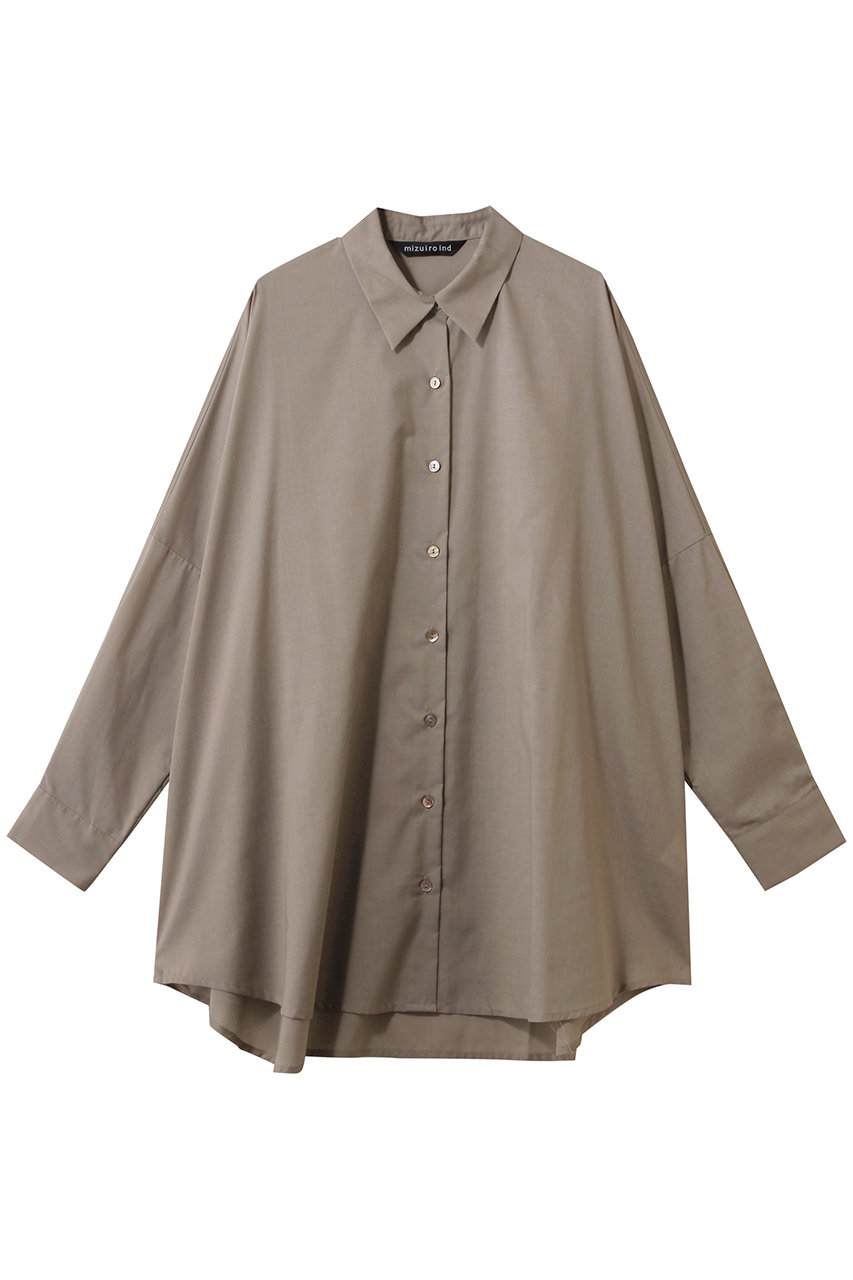 ミズイロインド/mizuiro indのT/C sheer wide shirt シャツ(beige/1-230162)