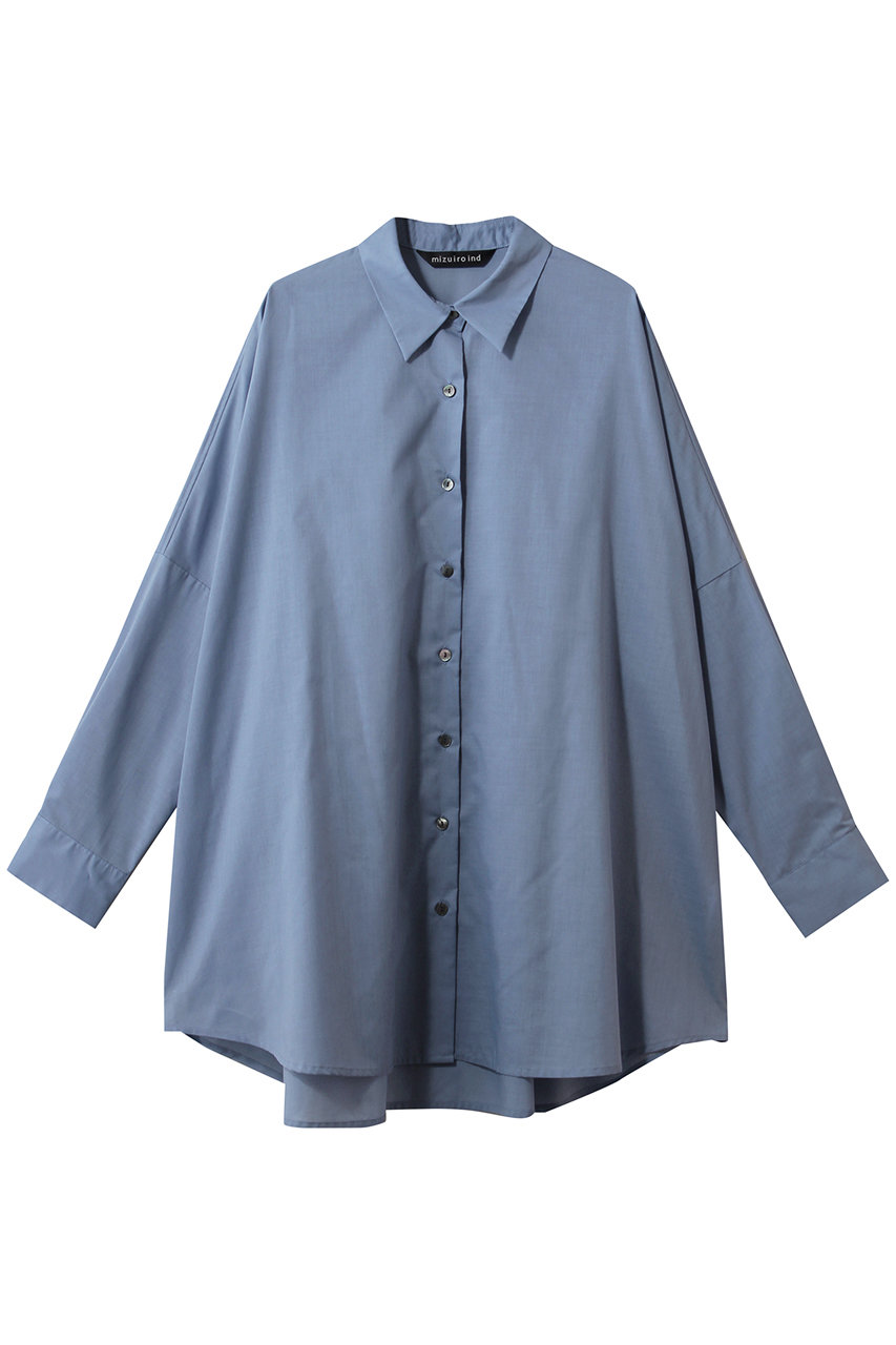 ミズイロインド/mizuiro indのT/C sheer wide shirt シャツ(l.blue/1-230162)