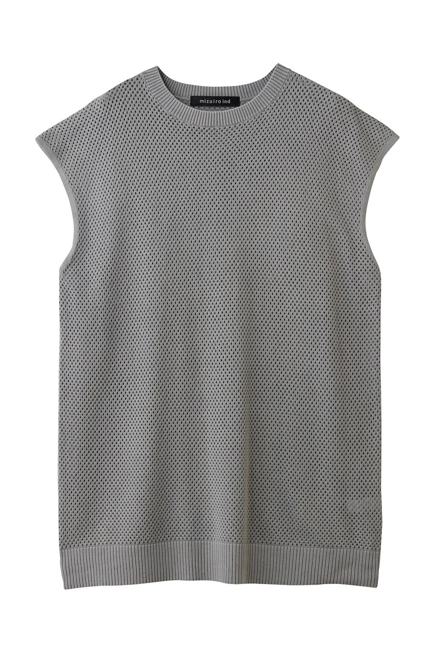 ミズイロインド/mizuiro indのstone wash mesh long vest ベスト(gray/1-220067)