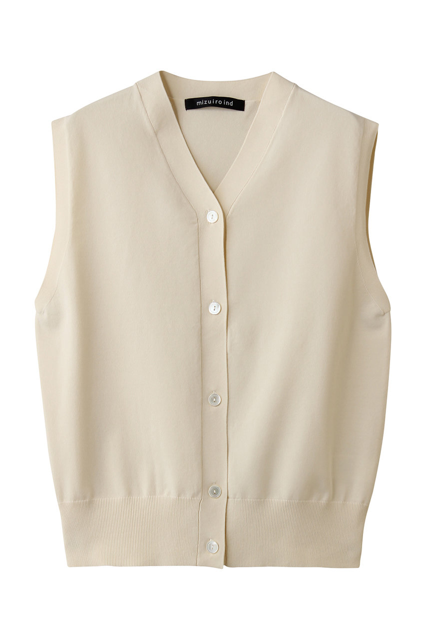 ミズイロインド/mizuiro indのV neck vest ベスト(ivory/1-220070)
