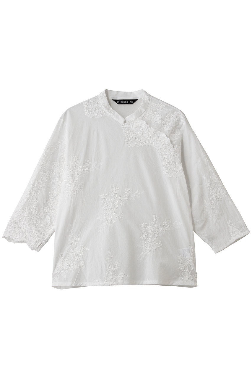 ミズイロインド/mizuiro indのlace chinoiserie  shirt シャツ(off white/1-230168)