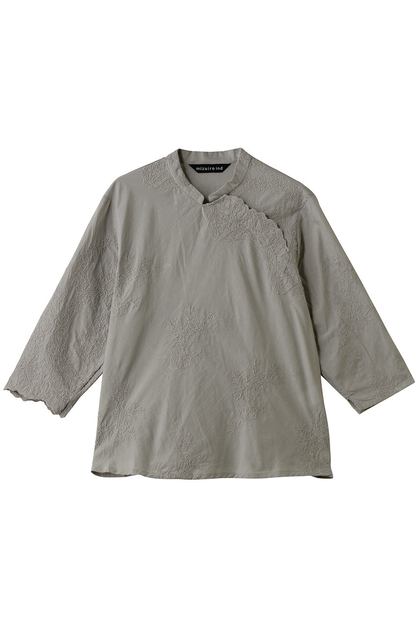 ミズイロインド/mizuiro indのlace chinoiserie  shirt シャツ(gray/1-230168)