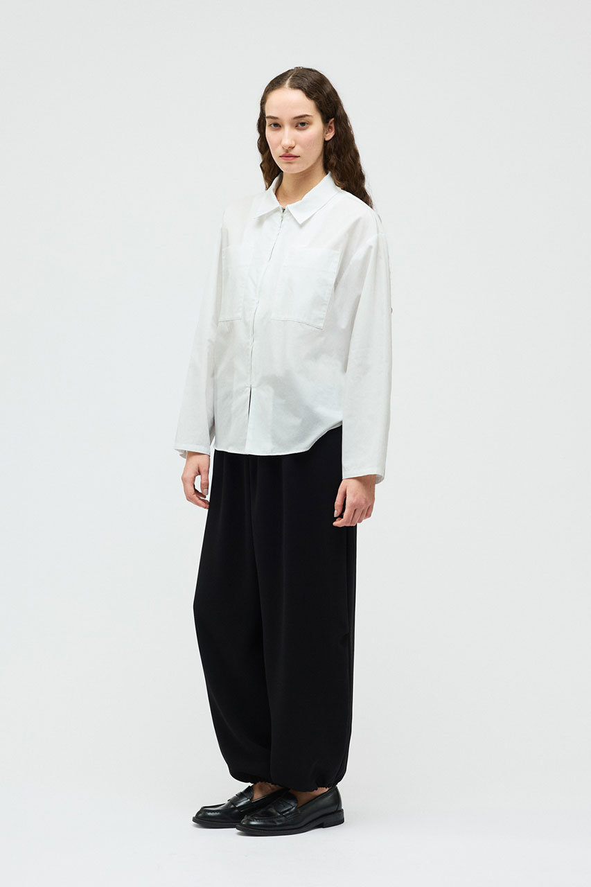 mizuiro ind ミズイロインド フード付きホワイトシャツ mizuiro ind(ミズイロインド)｜zip shirt シャツ/off white の通販