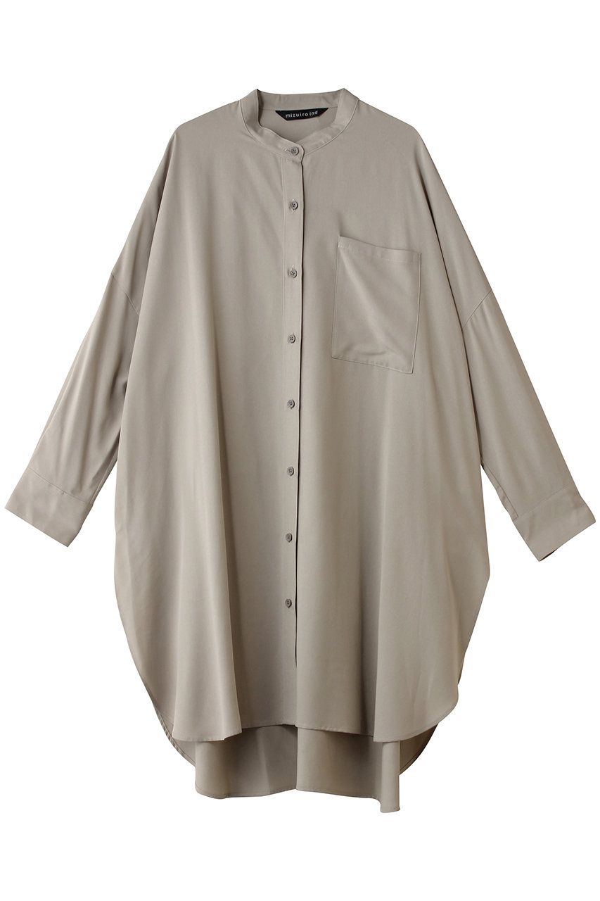 ミズイロインド/mizuiro indのT/R  band collar long shirt シャツ(s.beige/1-230169)
