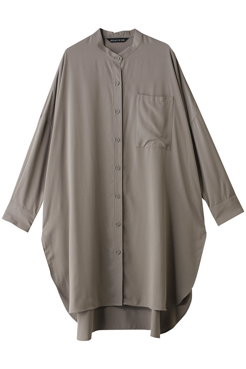 ミズイロインド/mizuiro indのT/R  band collar long shirt シャツ(beige/1-230169)