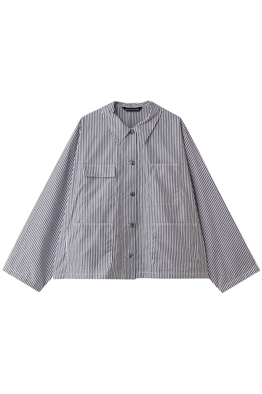ミズイロインド/mizuiro indのstripe coverall カバーオール(black/1-230151)