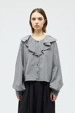 check frill gather collar shirt シャツ