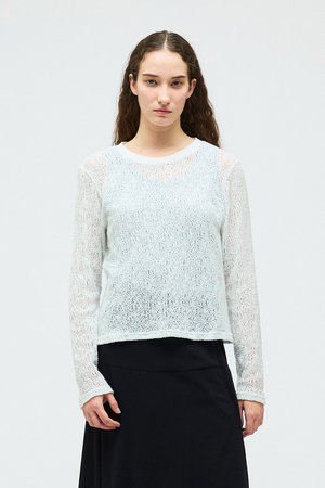 ミズイロインド/mizuiro indのlace crew neck T shirt シャツ(110100/110103)