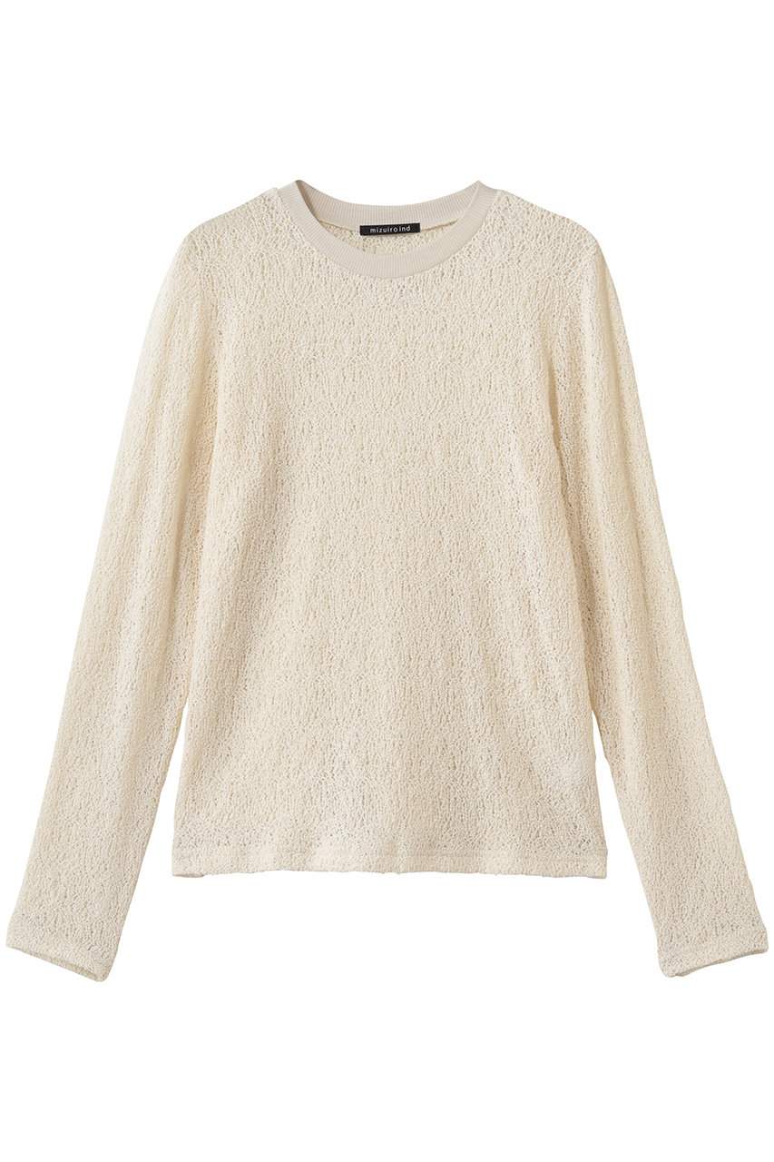 ミズイロインド/mizuiro indのlace crew neck T shirt シャツ(ivory/1-210080)