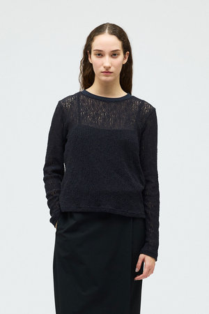 ミズイロインド/mizuiro indのlace crew neck T shirt シャツ(110100/110103)