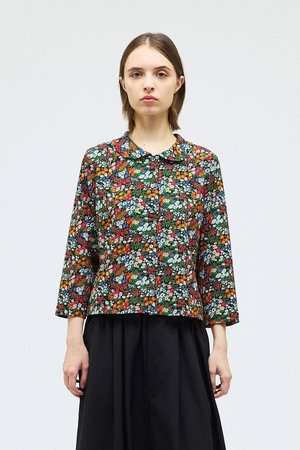 ミズイロインド/mizuiro indのflower print round collar C/D カーディガン(110400/110403)