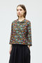 flower print round collar C/D カーディガン ミズイロインド/mizuiro ind