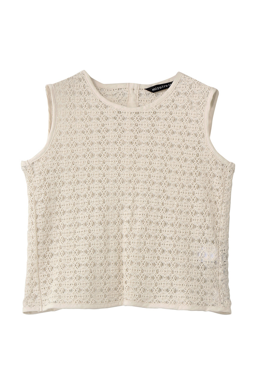 ミズイロインド/mizuiro indのlace crew neck vest ベスト(ivory/1-230159)