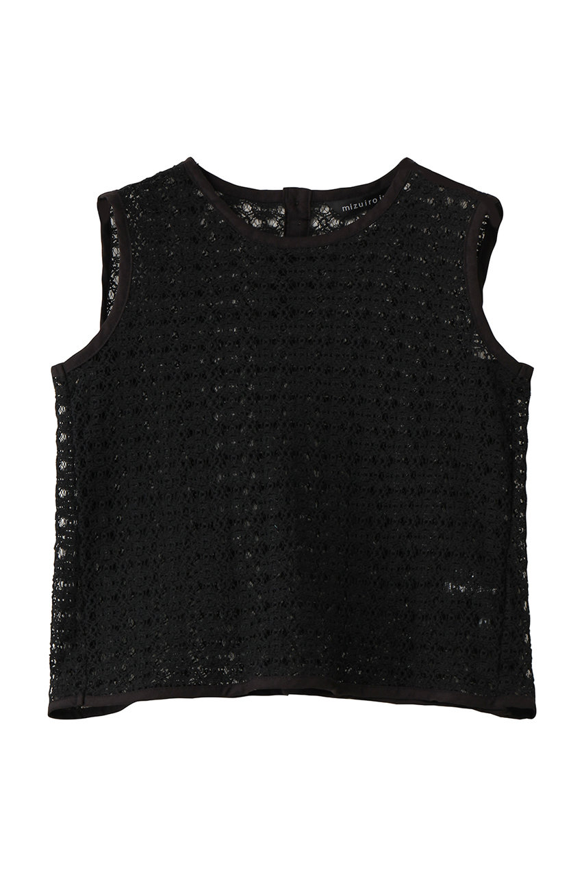 ミズイロインド/mizuiro indのlace crew neck vest ベスト(black/1-230159)