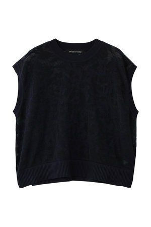 ミズイロインド/mizuiro indのmesh embroidery short vest ベスト(110300/110301)