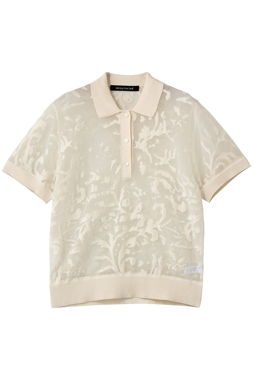 mesh embroidery polo P/O プルオーバー