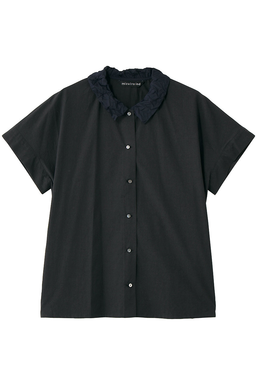ミズイロインド/mizuiro indのwasher collar wide shirt シャツ(navy/1-230155)