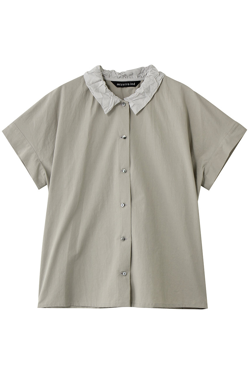 ミズイロインド/mizuiro indのwasher collar wide shirt シャツ(gray/1-230155)