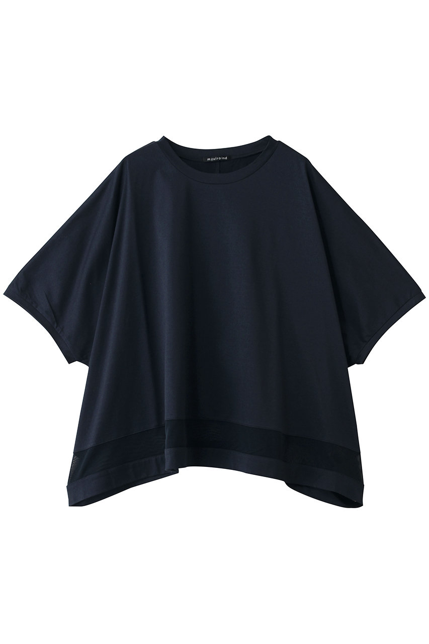 ミズイロインド/mizuiro indのmesh hem wide P/O プルオーバー(navy/2-210130)