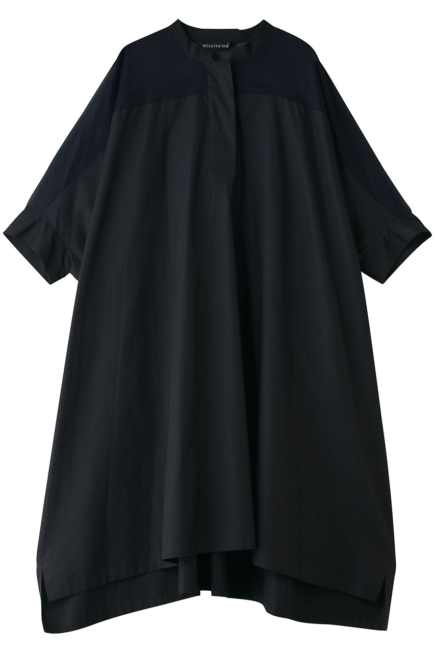 ミズイロインド/mizuiro indのsheer shoulder wide OP ワンピース(navy/2-250101)
