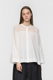 sheer shoulder stand collar wide shirt シャツ