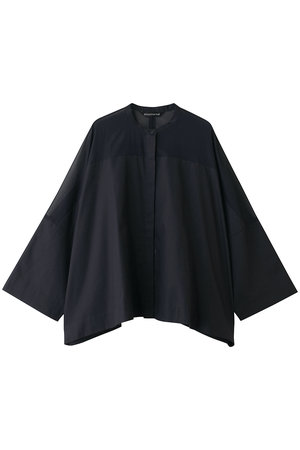 ミズイロインド/mizuiro indのsheer shoulder stand collar wide shirt シャツ(110400/110403)