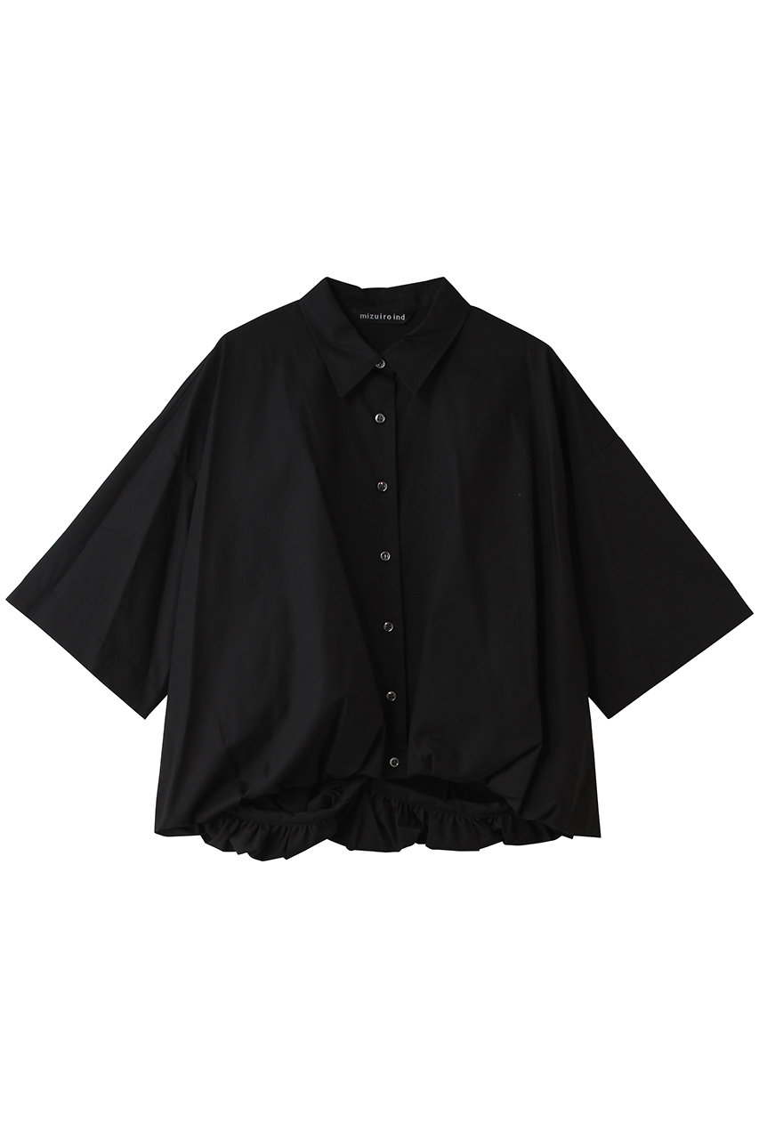 ミズイロインド/mizuiro indのhalf slv ballon shirt シャツ(black/2-230128)