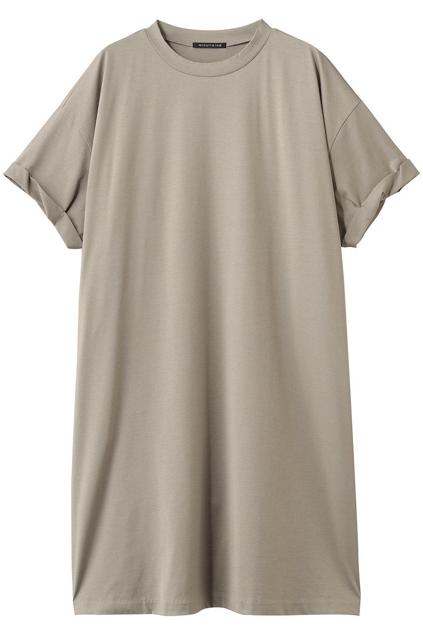 mizuiro ind roll up slv wide OP ワンピース (beige, F) ミズイロインド ELLE SHOP