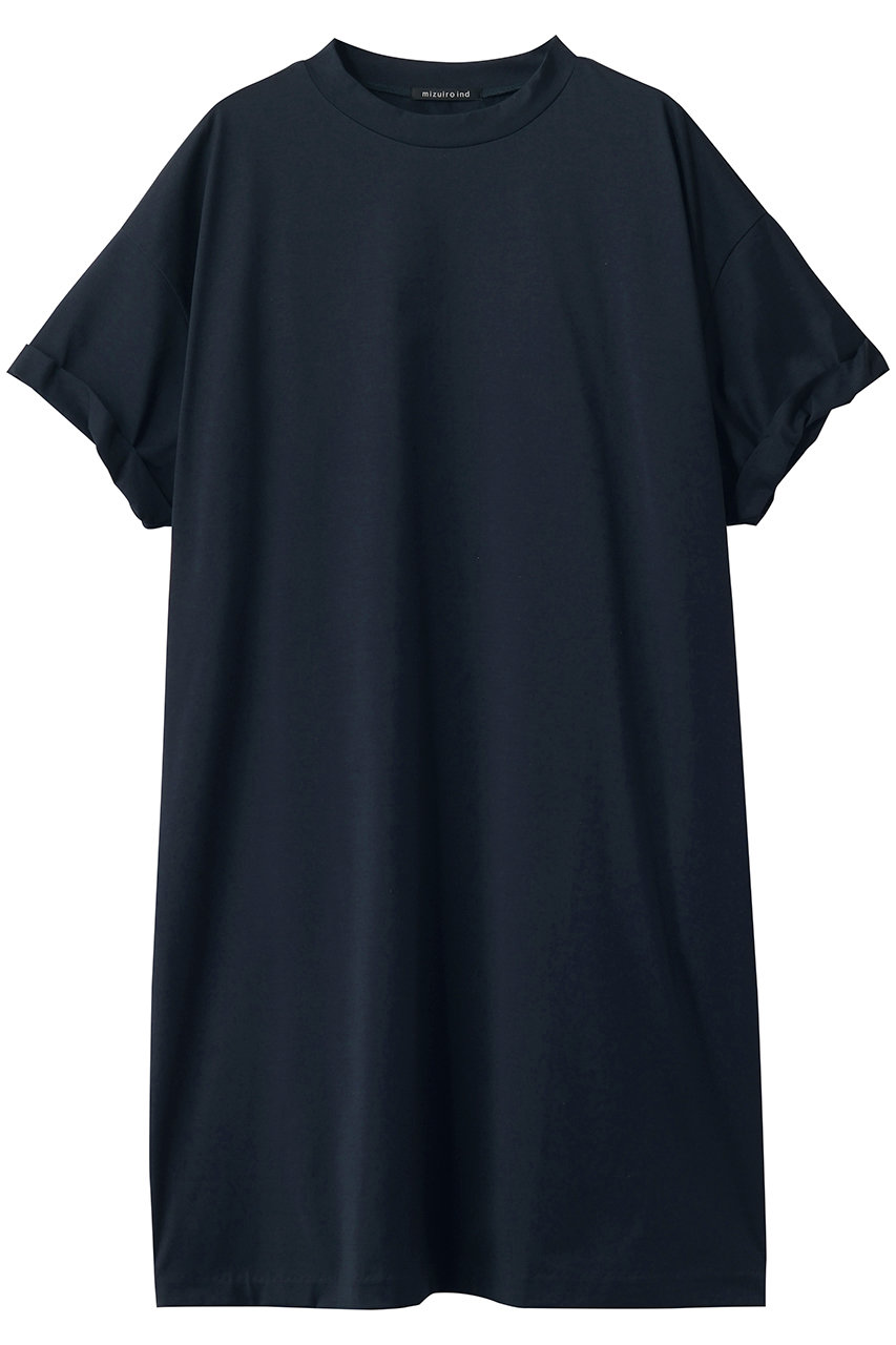 mizuiro ind roll up slv wide OP ワンピース (navy, F) ミズイロインド ELLE SHOP