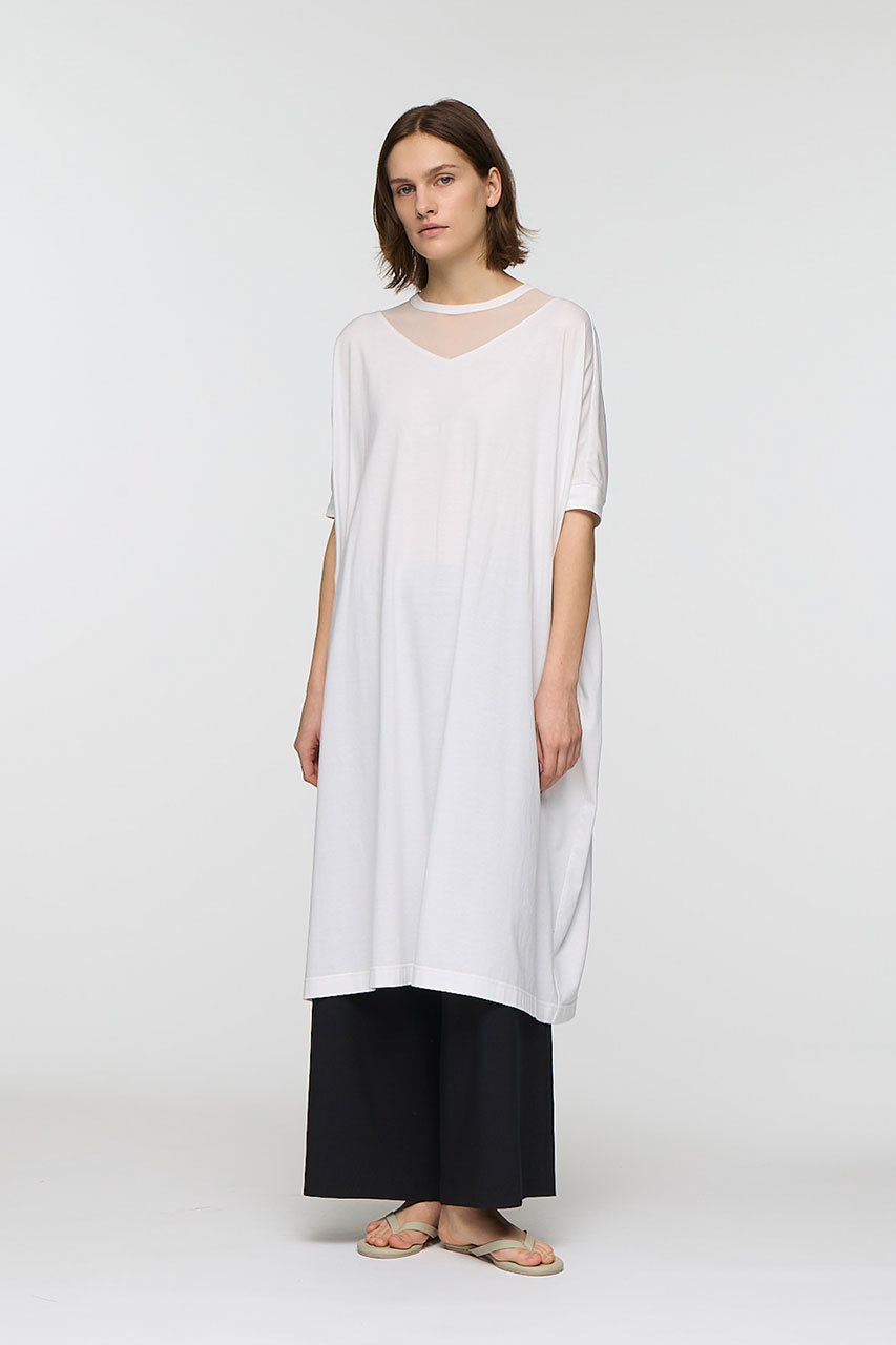 mizuiro ind(ミズイロインド)｜tulle neck wide OP ワンピース/off