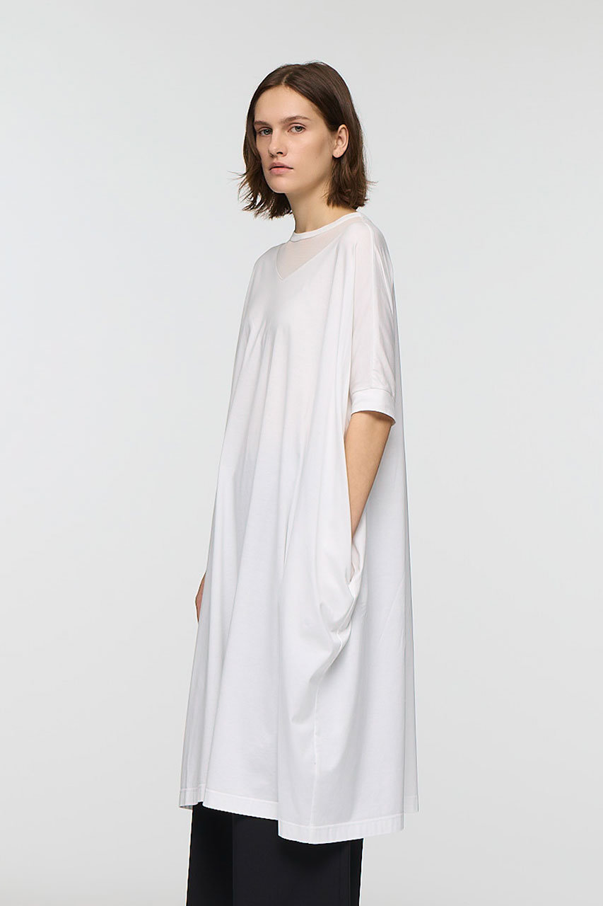 mizuiro ind(ミズイロインド)｜tulle neck wide OP ワンピース/off