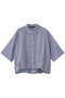 stripe half slv ballon shirt シャツ ミズイロインド/mizuiro ind navy