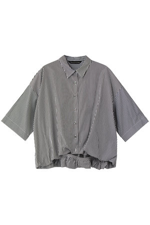 ミズイロインド/mizuiro indのstripe half slv ballon shirt シャツ(110400/110402)