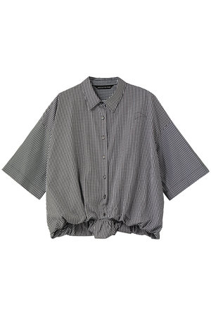 ミズイロインド/mizuiro indのstripe half slv ballon shirt シャツ(110400/110402)