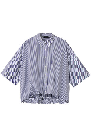 ミズイロインド/mizuiro indのstripe half slv ballon shirt シャツ(110400/110402)