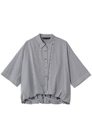 ミズイロインド/mizuiro indのstripe half slv ballon shirt シャツ(110400/110402)
