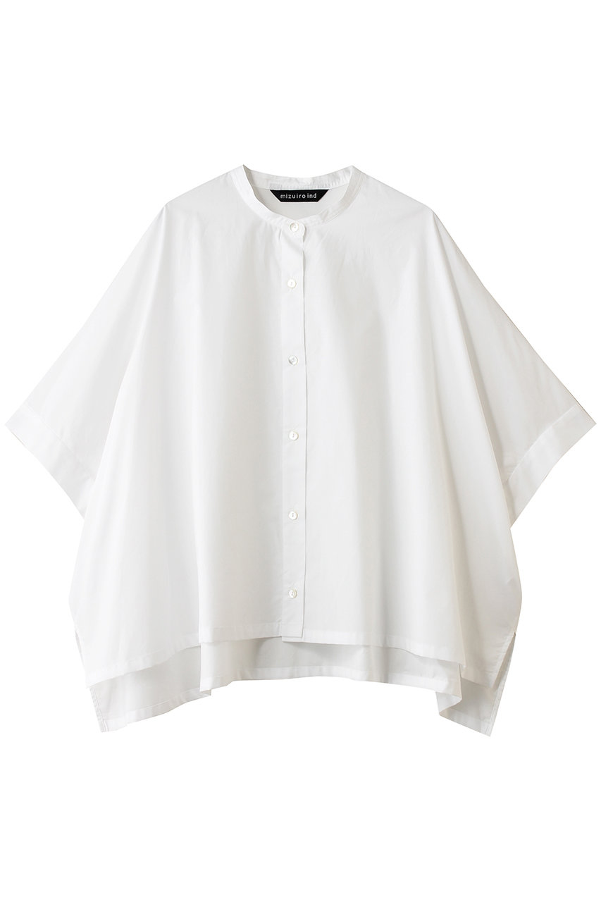 ミズイロインド/mizuiro indのhalf slv stand collar wide shirt シャツ(off white/2-230132)