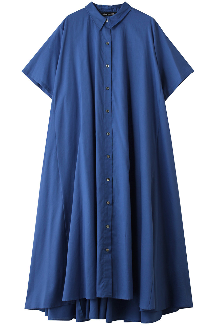 ミズイロインド/mizuiro indのhalf slv flare shirt OP ワンピース(blue/2-250100)