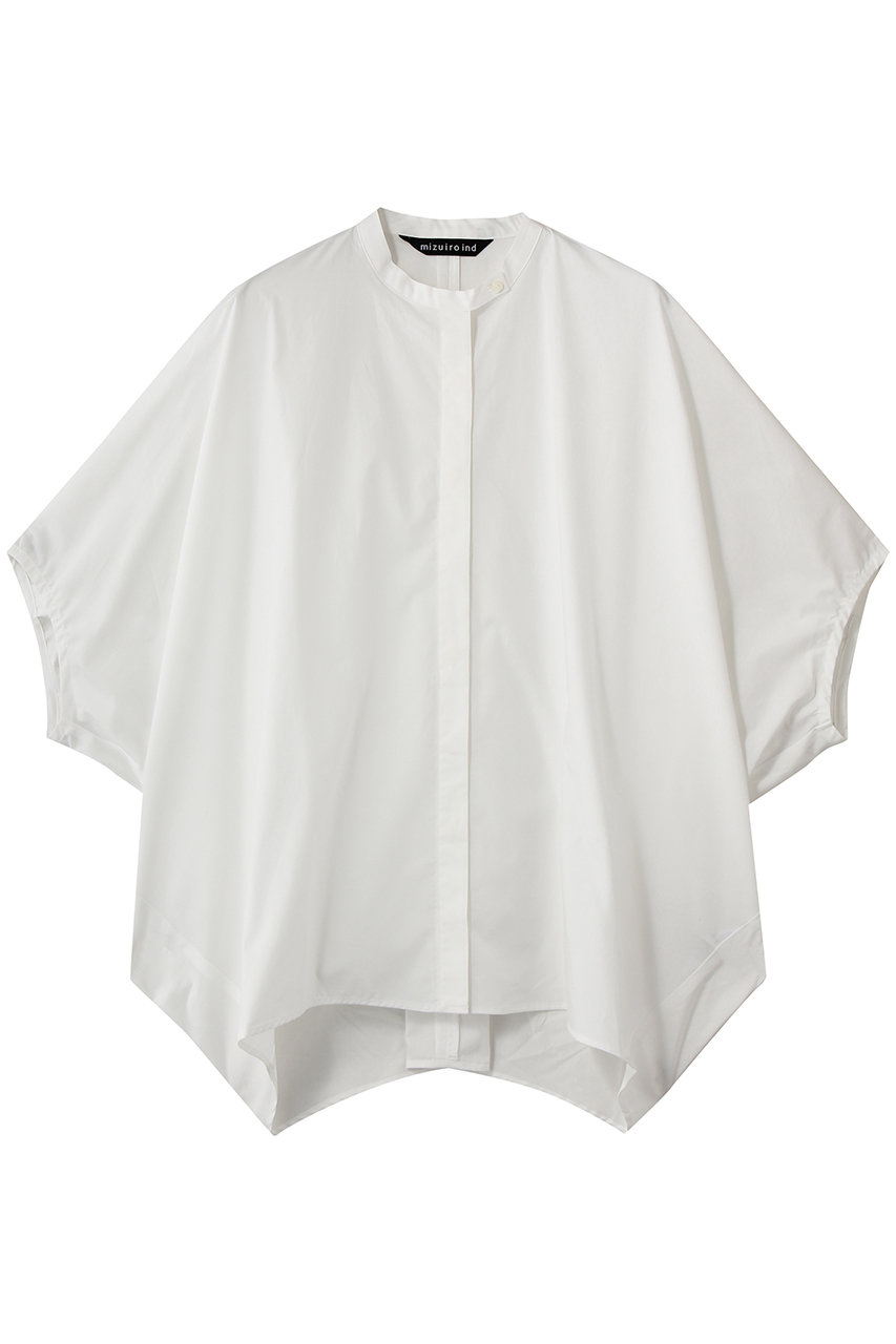 ミズイロインド/mizuiro indのstand collar cocoon shirt シャツ(off white/2-230133)