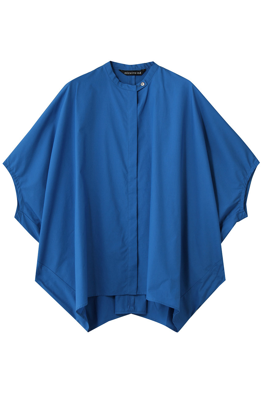 ミズイロインド/mizuiro indのstand collar cocoon shirt シャツ(blue/2-230133)