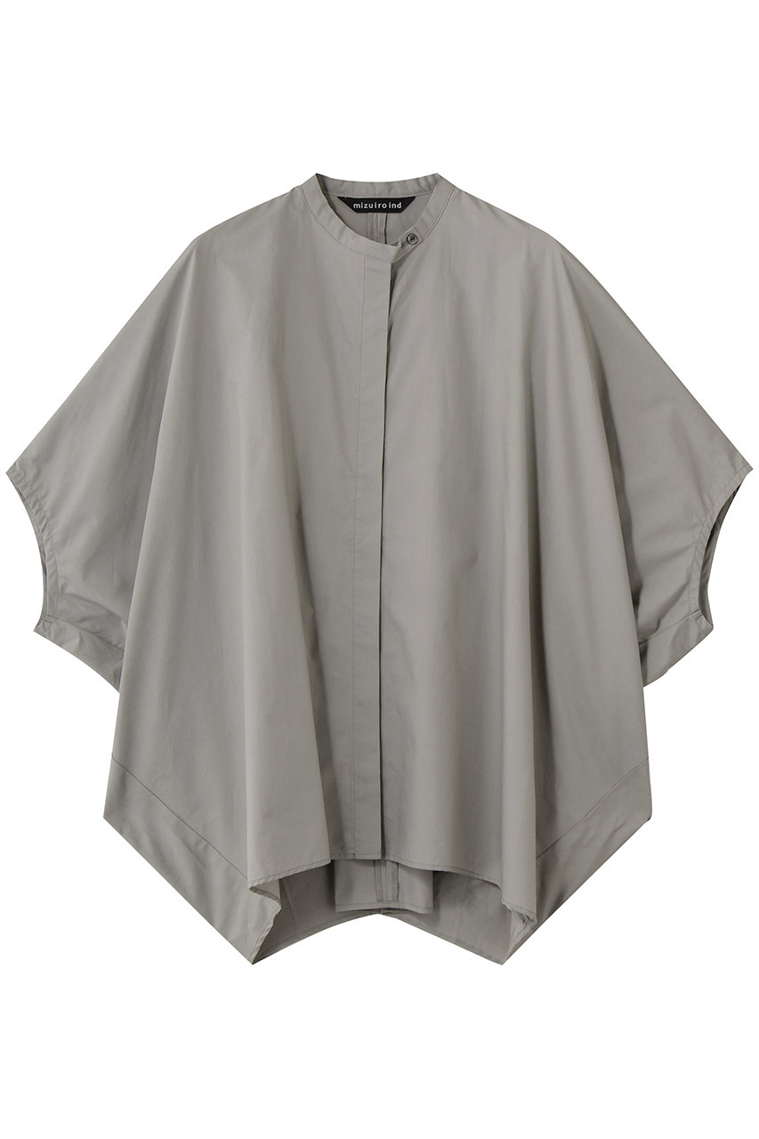 ミズイロインド/mizuiro indのstand collar cocoon shirt シャツ(gray/2-230133)
