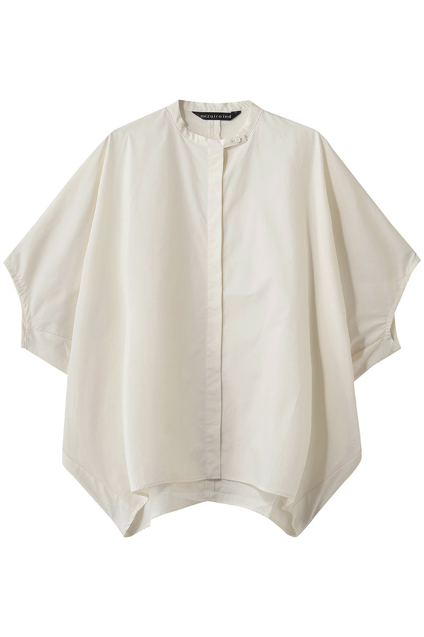 ミズイロインド/mizuiro indのstand collar cocoon shirt シャツ(ivory/2-230133)