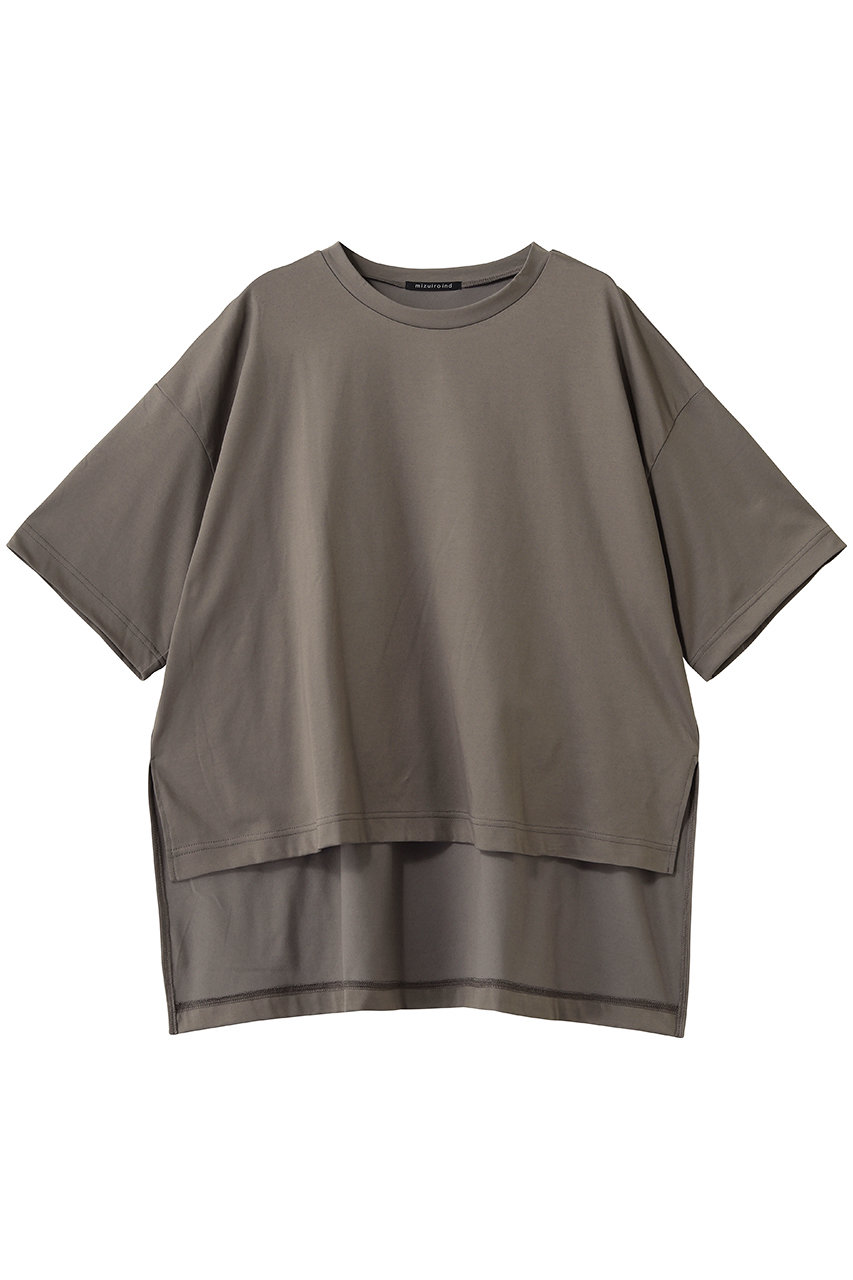 ミズイロインド/mizuiro indのside slit wide tunic T shirt シャツ(beige/2-210127)