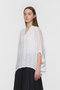linen stand collar cocoon shirt シャツ ミズイロインド/mizuiro ind