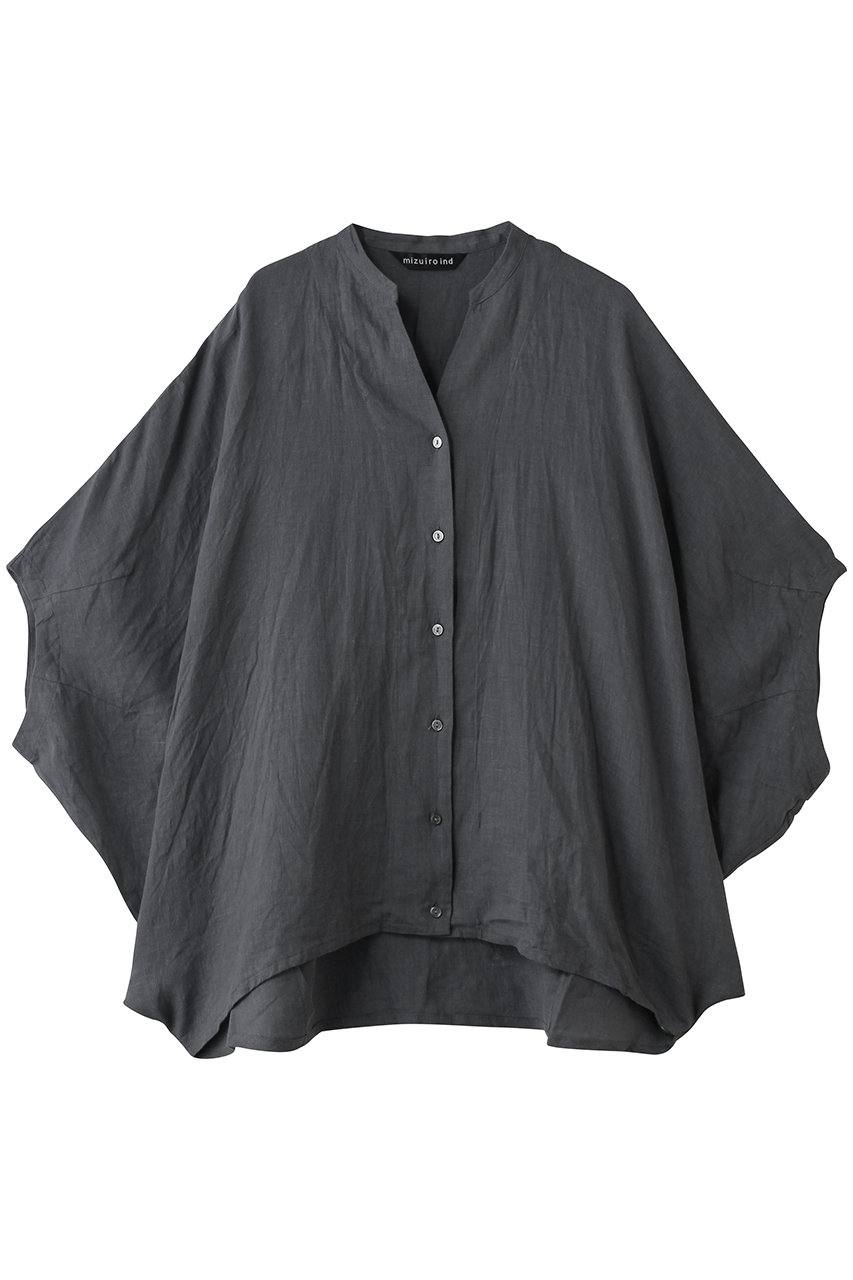 ミズイロインド/mizuiro indのlinen stand collar cocoon shirt シャツ(c.grayA/2-230136)
